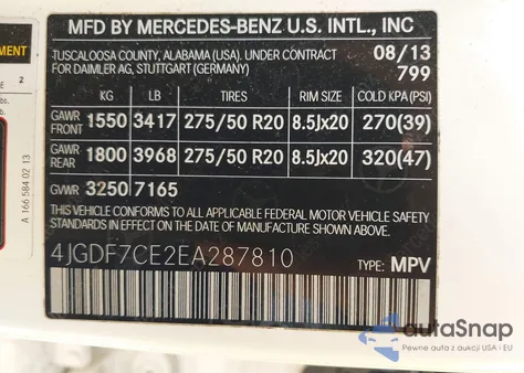 2014 Mercedes-Benz Gl 450 4Matic from USA, damaged, VIN 4JGDF7CE2EA287810